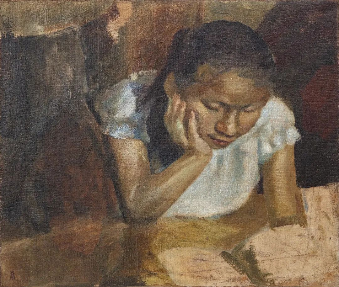 《读书》司徒乔 布面油画 37×44cm 20世纪40年代 私人藏.jpg