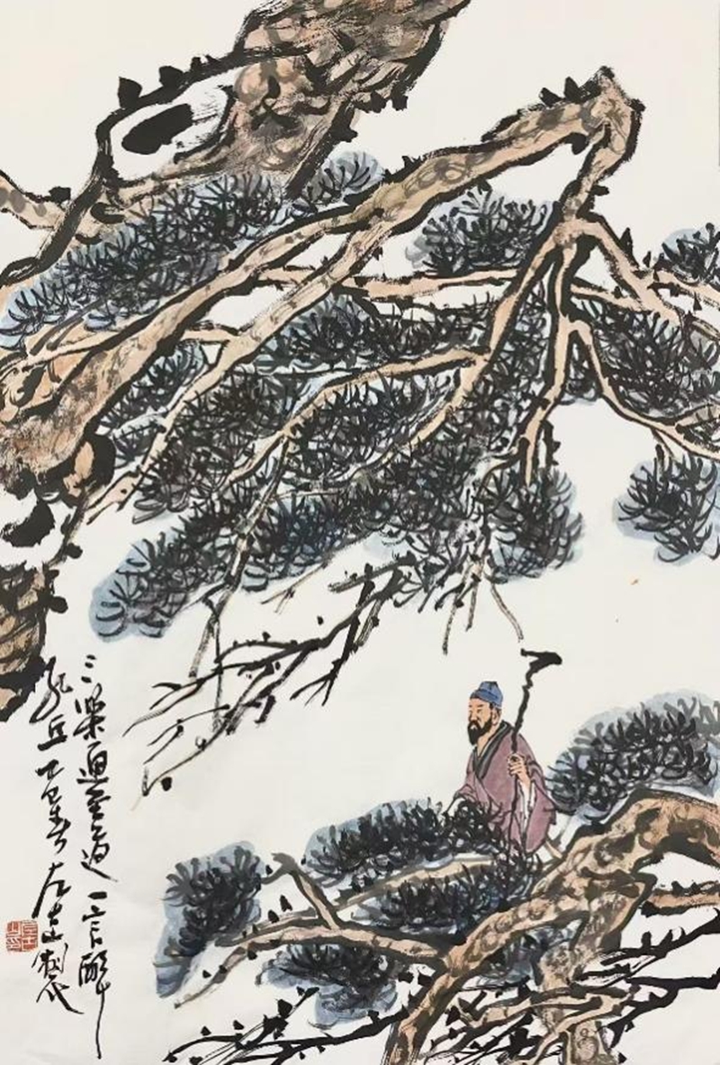 23古山松——倚仗問松45×70cm 2025年.jpg